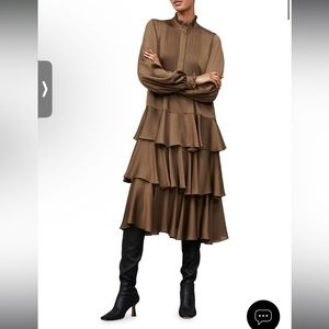 Lafayette 148 Raines Ruffled High-Neck Tiered Dress